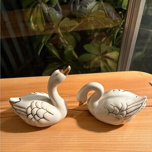 Elegant White and Gold Swan Figurines